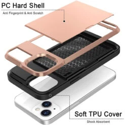 Rose Gold IPhone 13 Slide Card Pocket Slim Armour Case 9 Rose Gold IPhone 13 Slide Card Pocket Slim Armour Case -Cheap NewCase Store iphone 13 slide armour rose gold 4 08735.1649131431