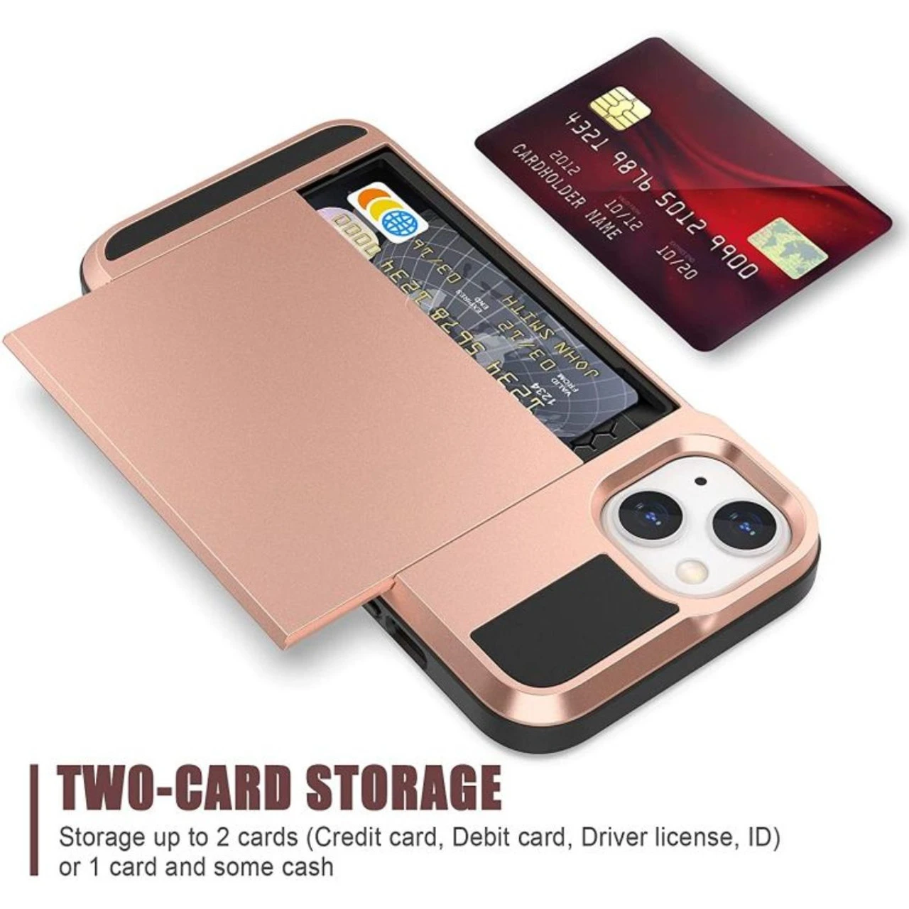 Rose Gold IPhone 13 Slide Card Pocket Slim Armour Case 6 Rose Gold IPhone 13 Slide Card Pocket Slim Armour Case - Image 6