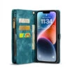 Blue IPhone 14 Multi-Functional 2 In 1 Zipper Purse Wallet Case