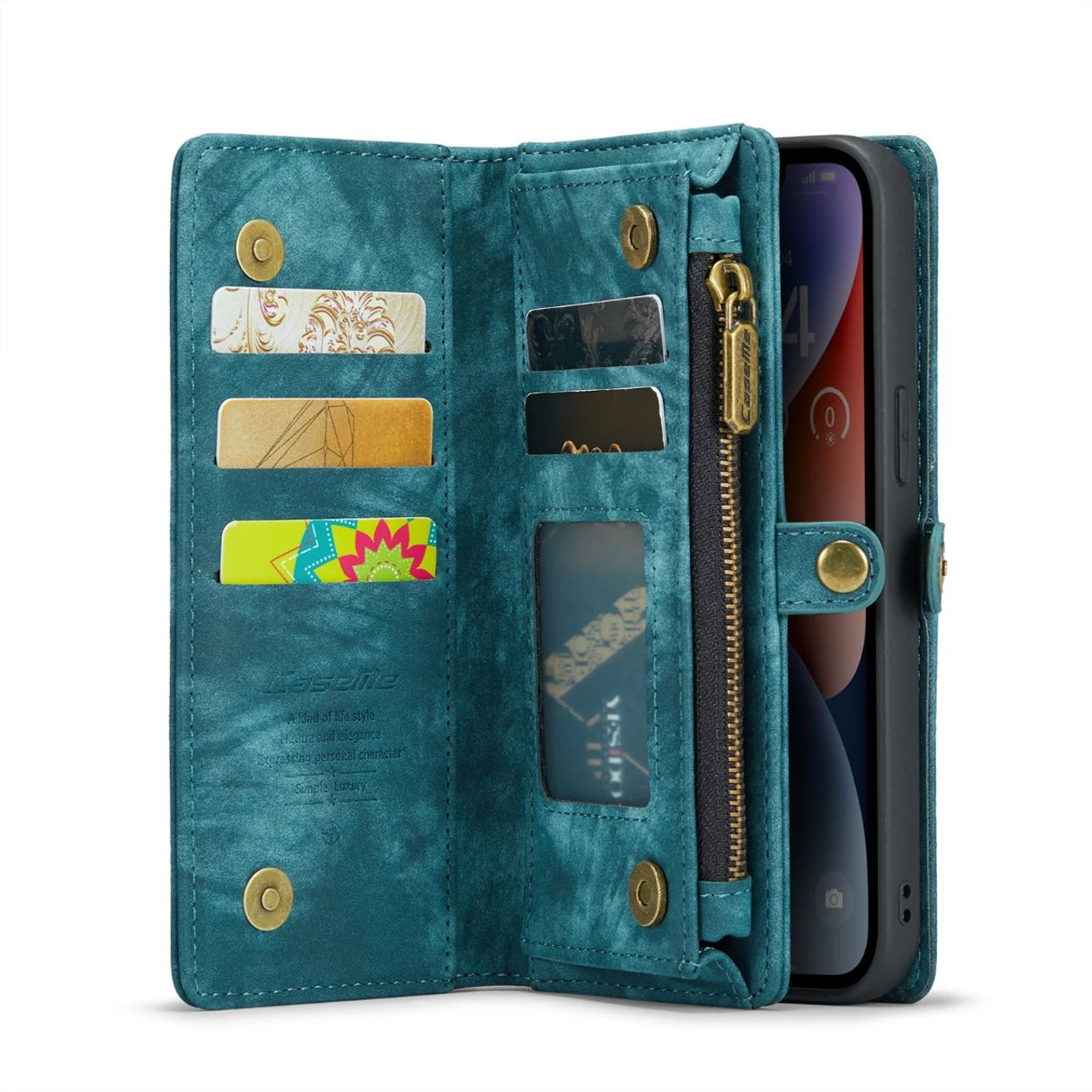 Blue IPhone 14 Multi-Functional 2 In 1 Zipper Purse Wallet Case 5 Blue IPhone 14 Multi-Functional 2 In 1 Zipper Purse Wallet Case - Image 5