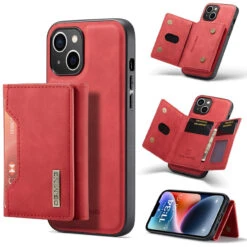 Red DG.Ming M2 Case With Detachable Magnetic Wallet For IPhone 14