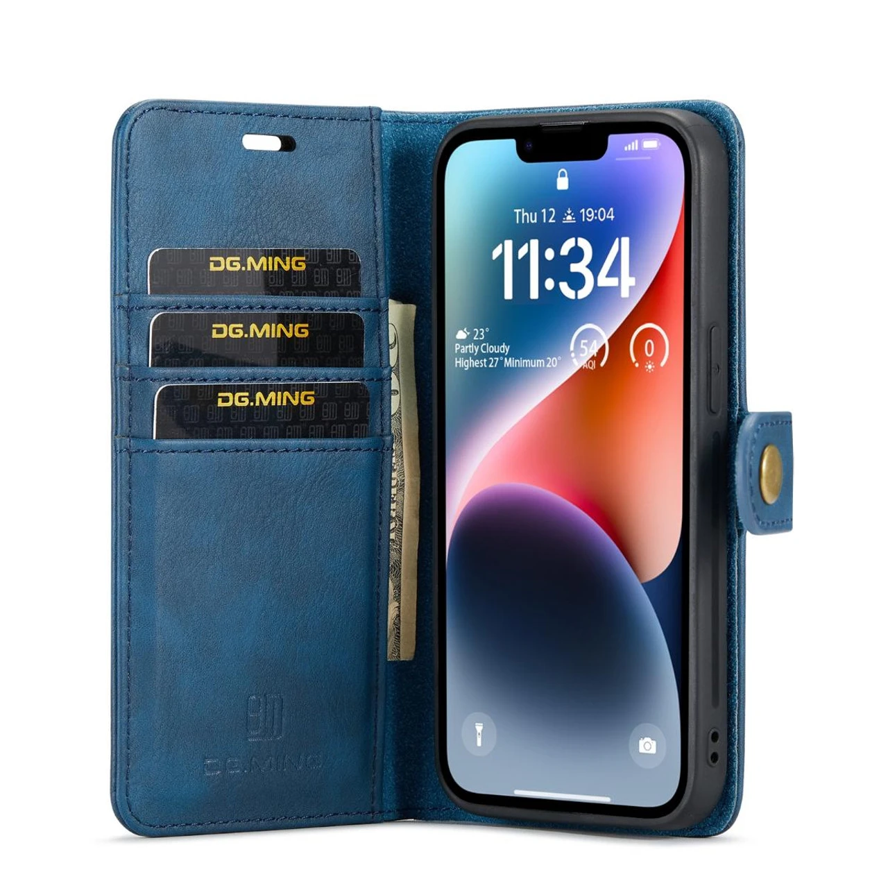 Blue DG.Ming Wallet Removable Magnetic Case With Card Slots For IPhone 14 4 Blue DG.Ming Wallet Removable Magnetic Case With Card Slots For IPhone 14 - Image 4