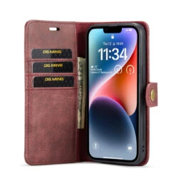 Red IPhone 14 DG.Ming Magnetic 2-in-1 Shockproof Leather Wallet Case -Cheap NewCase Store iphone 14 dg ming wallet magnetic case red 4 98153.1700735064
