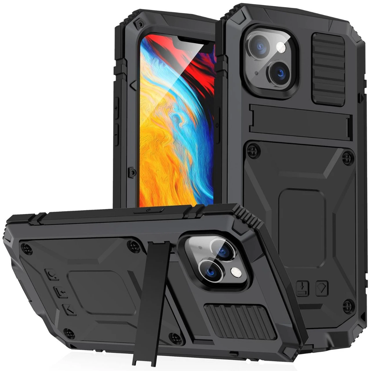 Black IPhone 14 Heavy Duty Military Metal Drop Proof Case 1 Black IPhone 14 Heavy Duty Military Metal Drop Proof Case
