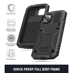 Black IPhone 14 Heavy Duty Military Metal Drop Proof Case 9 Black IPhone 14 Heavy Duty Military Metal Drop Proof Case -Cheap NewCase Store iphone 14 extreme metal military case black 4 95964.1695005610