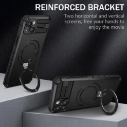 Black Magsafe Magnetic Ring Defender Case For IPhone 14 -Cheap NewCase Store iphone 14 magnetic holder phone case black 3 73687.1694656781