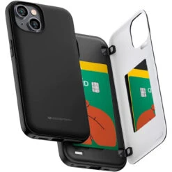 Black Goospery Magnetic Door Bumper Card Holder Case For IPhone 14