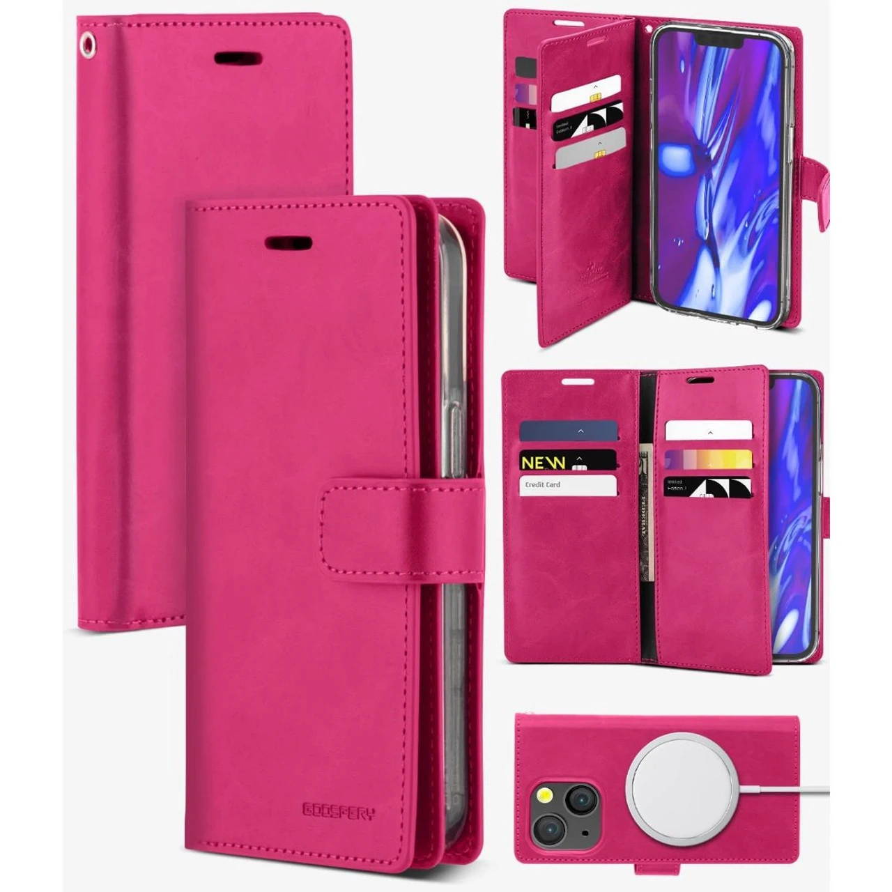 Hot Pink Mercury Mansoor Diary Card Holder Wallet For IPhone 14 1 Hot Pink Mercury Mansoor Diary Card Holder Wallet For IPhone 14