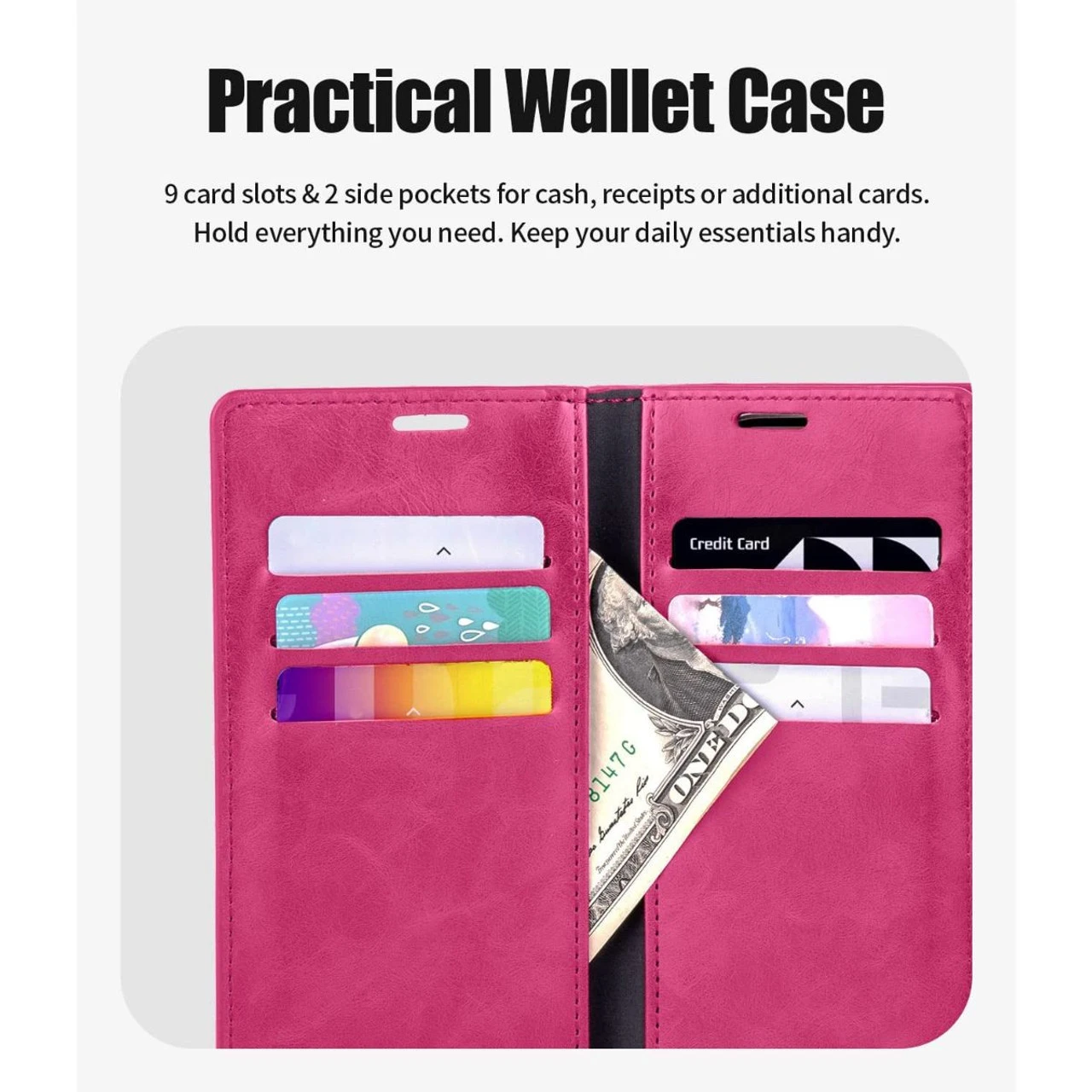 Hot Pink Mercury Mansoor Diary Card Holder Wallet For IPhone 14 2 Hot Pink Mercury Mansoor Diary Card Holder Wallet For IPhone 14 - Image 2