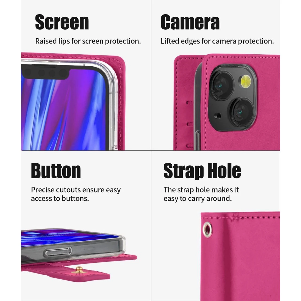 Hot Pink Mercury Mansoor Diary Card Holder Wallet For IPhone 14 8 Hot Pink Mercury Mansoor Diary Card Holder Wallet For IPhone 14 - Image 8