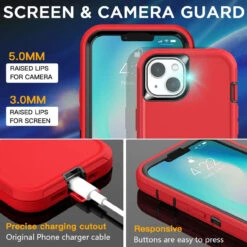 Red IPhone 14 Tradies Heavy Duty Military Defender Case -Cheap NewCase Store iphone 14 military grade defender case red 5 13292.1673678495