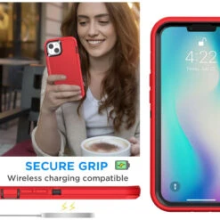 Red IPhone 14 Tradies Heavy Duty Military Defender Case -Cheap NewCase Store iphone 14 military grade defender case red 6 43136.1673678495