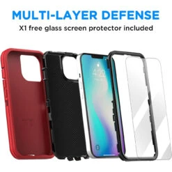 Red IPhone 14 Tradies Heavy Duty Military Defender Case -Cheap NewCase Store iphone 14 military grade defender case red 7 97473.1673678495
