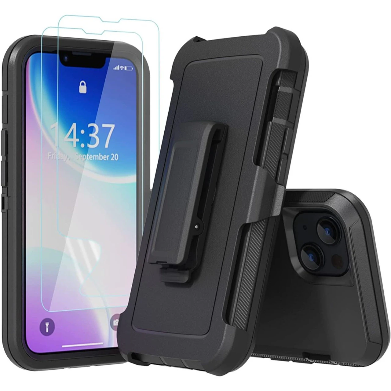 Black IPhone 14 Tradies Heavy Duty Military Holster Case 1 Black IPhone 14 Tradies Heavy Duty Military Holster Case