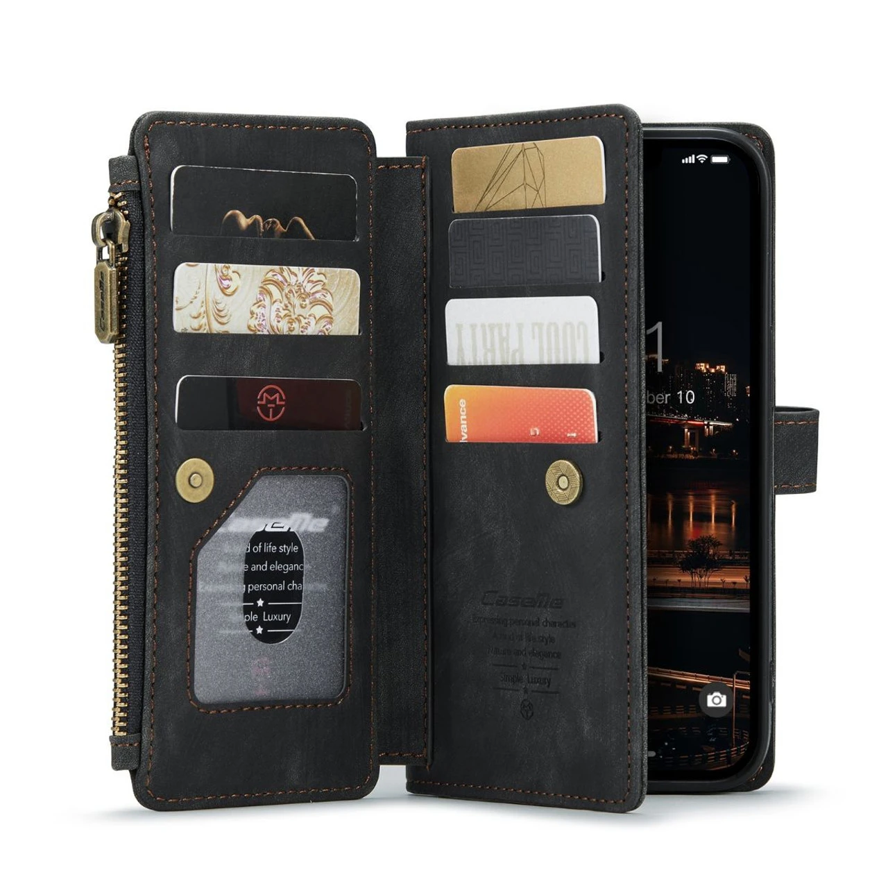 Black CaseMe C30 Wallet: Zipper Folio & Wrist Strap - IPhone 14 Plus 4 Black CaseMe C30 Wallet: Zipper Folio & Wrist Strap - IPhone 14 Plus - Image 4