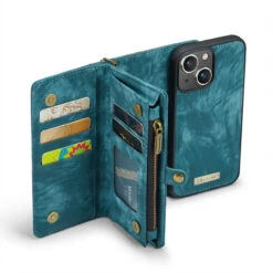 Blue 2 In 1 Retro Zipper Wallet Magnetic Case For IPhone 14 Plus -Cheap NewCase Store iphone 14 plus caseme multifunctional wallet blue 2 60475.1675730027