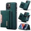 Green IPhone 14 Plus DG.Ming M2 Leather Case Removable Wallet Cover