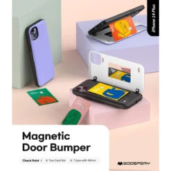 Lilac Goospery Magnetic Door 2 Card Shock Proof Case For IPhone 14 Plus -Cheap NewCase Store iphone 14 plus mercury magnetic door case lilac 3 95614.1671016542