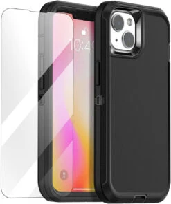 Black Tough Military Grade Drop Proof Defender Case For IPhone 14 Plus