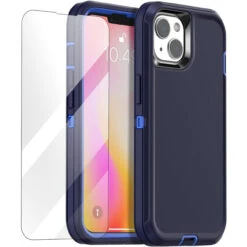Navy IPhone 14 Plus Tough Military Grade Drop Proof Defender Case