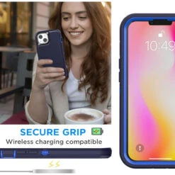 Navy IPhone 14 Plus Tough Military Grade Drop Proof Defender Case -Cheap NewCase Store iphone 14 plus military grade defender case navy 5 39289.1673678510