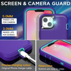 Purple IPhone 14 Plus Military Full Body Shock Proof Defender Case -Cheap NewCase Store iphone 14 plus military grade defender case purple 3 65745.1673678513