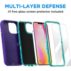 Purple IPhone 14 Plus Military Full Body Shock Proof Defender Case -Cheap NewCase Store iphone 14 plus military grade defender case purple 4 51776.1673678513