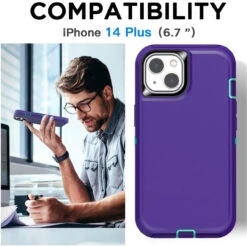 Purple IPhone 14 Plus Military Full Body Shock Proof Defender Case -Cheap NewCase Store iphone 14 plus military grade defender case purple 6 32789.1673678513