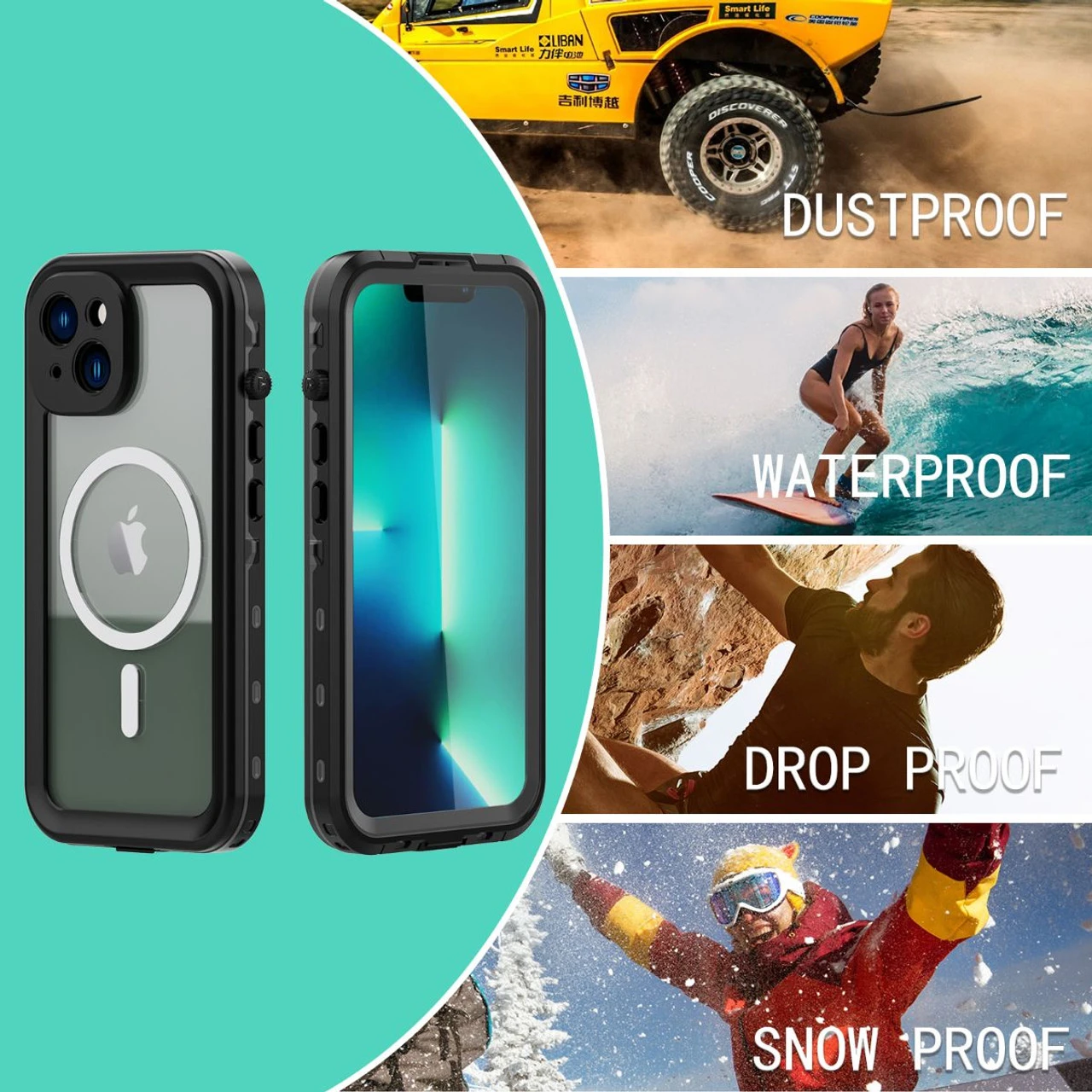 Black Waterproof Heavy Duty Magsafe Case For IPhone 14 Plus 6 Black Waterproof Heavy Duty Magsafe Case For IPhone 14 Plus - Image 6