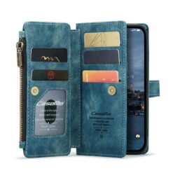 Blue CaseMe C30 Wallet Case With Zipper Folio & Wrist Strap For IPhone 14 Pro -Cheap NewCase Store iphone 14 pro caseme c30 blue 5 13036.1692844800
