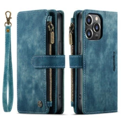 Blue CaseMe C30 Wallet Case With Zipper Folio & Wrist Strap For IPhone 14 Pro -Cheap NewCase Store iphone 14 pro caseme c30 blue 6 62231.1692844794