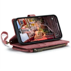 Red CaseMe C30 Wallet Case With Zipper Folio & Wrist Strap For IPhone 14 Pro -Cheap NewCase Store iphone 14 pro caseme c30 red 4 12528.1692844026