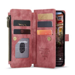Red CaseMe C30 Wallet Case With Zipper Folio & Wrist Strap For IPhone 14 Pro -Cheap NewCase Store iphone 14 pro caseme c30 red 5 96384.1692844017
