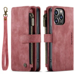 Red CaseMe C30 Wallet Case With Zipper Folio & Wrist Strap For IPhone 14 Pro -Cheap NewCase Store iphone 14 pro caseme c30 red 6 89451.1692844023
