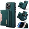 Green DG.Ming M2 Series 3-Fold Multi Card Wallet Case For IPhone 14 Pro