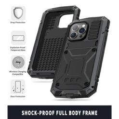 Black IPhone 14 Pro Extreme Military Grade Metal Defender Case -Cheap NewCase Store iphone 14 pro extreme metal military case black 4 11715.1695005614