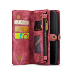 Red IPhone 14 Pro Max Multi-functional 2 In 1 Purse Wallet Magnetic Case -Cheap NewCase Store iphone 14 pro max caseme multifunctional wallet red 7 28540.1692842957