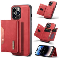 Red DG.Ming M2 Magnetic Detachable Mini Wallet Case For IPhone 14 Pro Max
