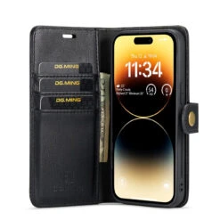 Black DG.Ming 2 In 1 Leather Wallet Removable Magnetic Case For IPhone 14 Pro Max -Cheap NewCase Store iphone 14 pro max dg ming wallet magnetic case black 4 48893.1700735081