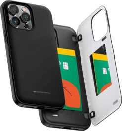 Black IPhone 14 Pro Max Mercury Magnetic Door 2 Card Shock Proof Case