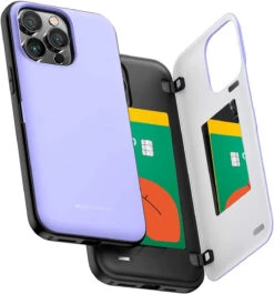 Lilac Goospery Magnetic Door Bumper Card Holder Case For IPhone 14 Pro Max