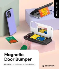 Lilac Goospery Magnetic Door Bumper Card Holder Case For IPhone 14 Pro Max -Cheap NewCase Store iphone 14 pro max mercury magnetic door case lilac 3 62790.1675299905