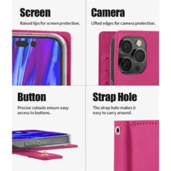 Hot Pink Genuine Mercury Mansoor Diary Wallet Case For IPhone 14 Pro Max -Cheap NewCase Store iphone 14 pro max mercury mansoor diary wallet hot pink 3 00809.1690247049