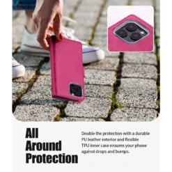 Hot Pink Genuine Mercury Mansoor Diary Wallet Case For IPhone 14 Pro Max -Cheap NewCase Store iphone 14 pro max mercury mansoor diary wallet hot pink 5 73481.1690247049