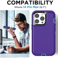 Purple Rugged Full Body Heavy Duty Shock Proof Case For IPhone 14 Pro Max 12 Purple Rugged Full Body Heavy Duty Shock Proof Case For IPhone 14 Pro Max -Cheap NewCase Store iphone 14 pro max military grade defender case purple 6 40176.1673678499