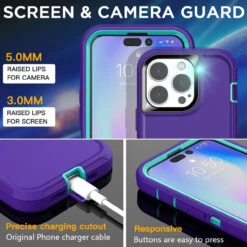 Purple Rugged Full Body Heavy Duty Shock Proof Case For IPhone 14 Pro Max 13 Purple Rugged Full Body Heavy Duty Shock Proof Case For IPhone 14 Pro Max -Cheap NewCase Store iphone 14 pro max military grade defender case purple 7 96817.1673678499