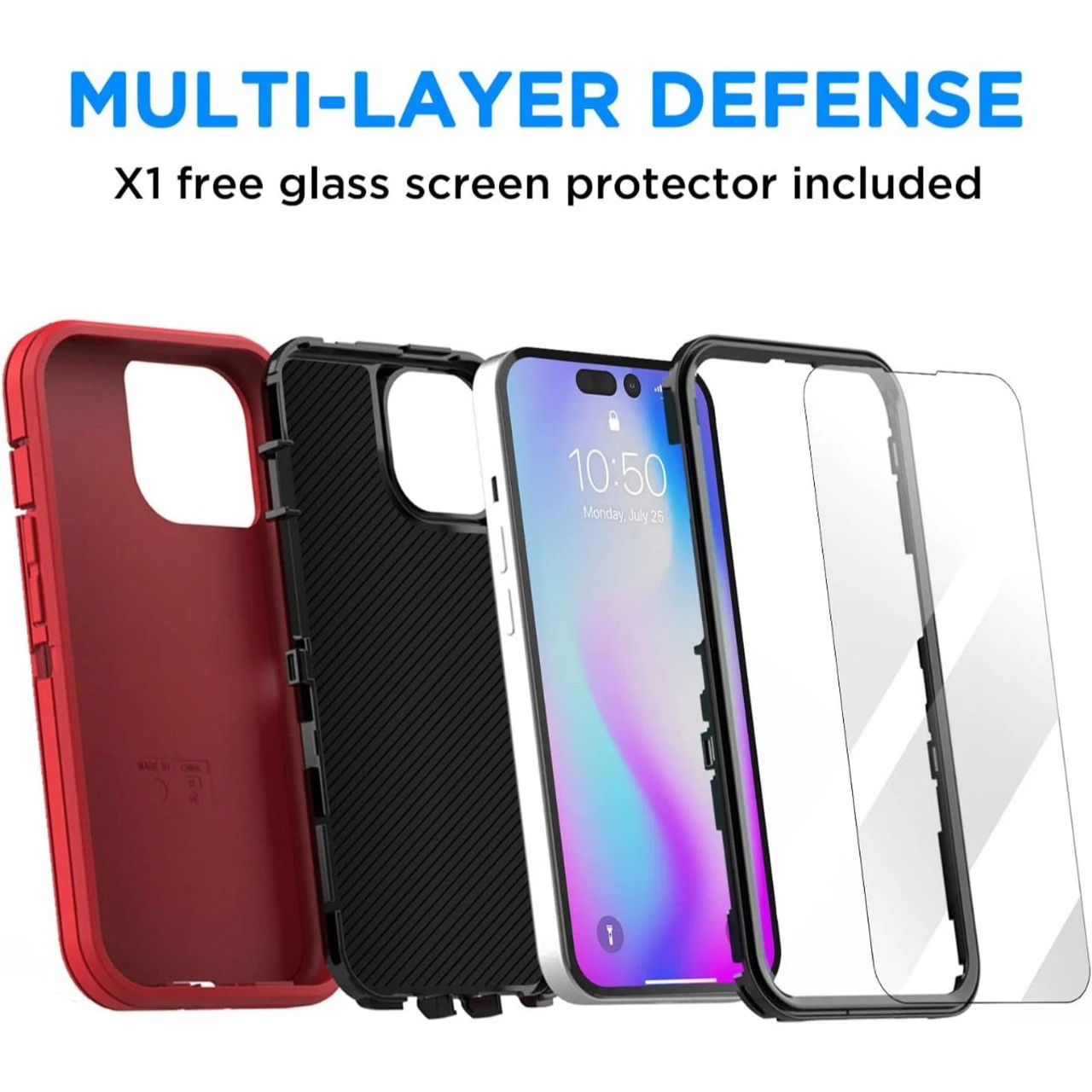 Red Military Full Body Shock Proof Defender Case For IPhone 14 Pro Max 4 Red Military Full Body Shock Proof Defender Case For IPhone 14 Pro Max - Image 4