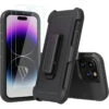 Black Military Shock Proof Defender Holster Case For IPhone 14 Pro Max