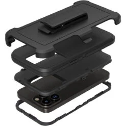 Black Military Shock Proof Defender Holster Case For IPhone 14 Pro Max -Cheap NewCase Store iphone 14 pro max military grade defender holster case black 5 45659.1690335540