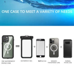 Black Waterproof Heavy Duty Magsafe Case For IPhone 14 Pro Max -Cheap NewCase Store iphone 14 pro max waterproof case black 18 93928.1691406898